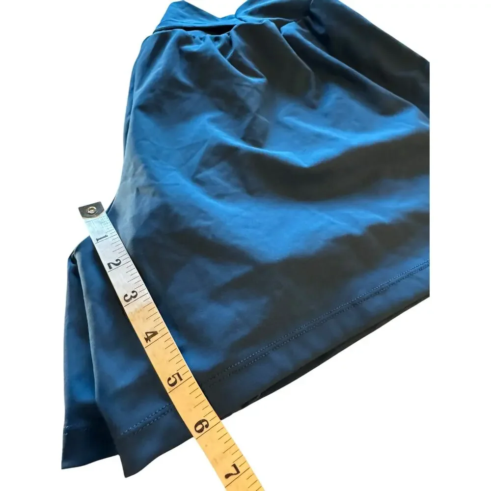 Halara XL Long High Waisted Athletic Running Shorts Built-In Liner Blue